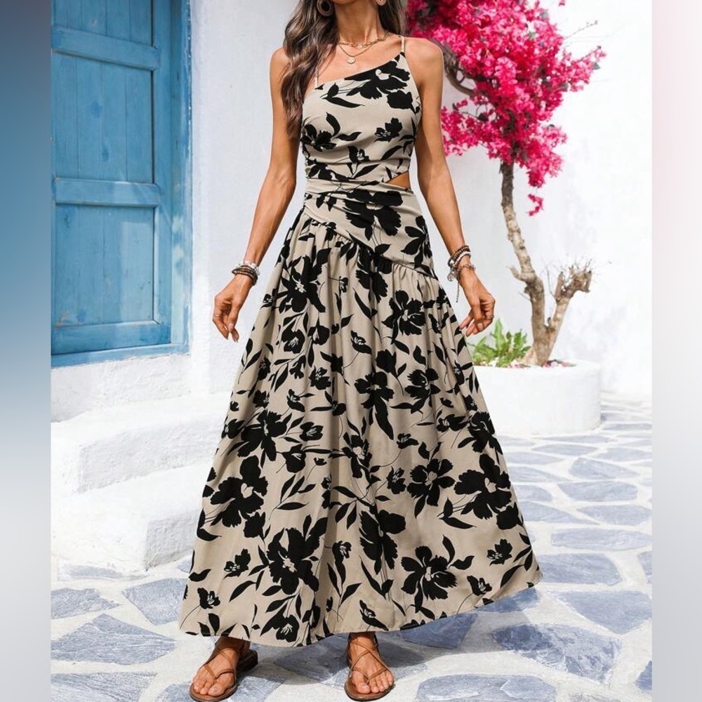 Floral Cutout Wrap Style Sundress
